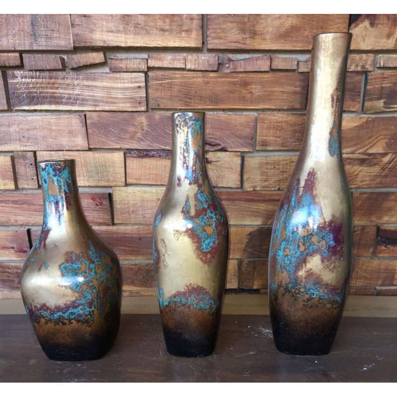 Ensemble de 3 bouteilles décoratives en céramique sauge du désert Demson