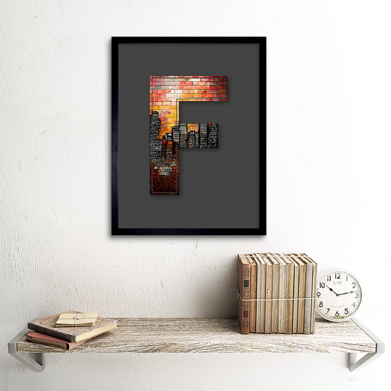 Letter F New York Cityscape Decorative Graffiti - Single Picture Frame Print