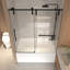 Porte de baignoire coulissante sans cadre, H 56-60 "x 66", verre trempé transparent 5/16 ", acier inoxydable, finition noir mat-122279809