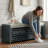 Rustic Entryway Storage Bench With Cushion - Shutter Door Organizer For Shoes And Accessories-199353378