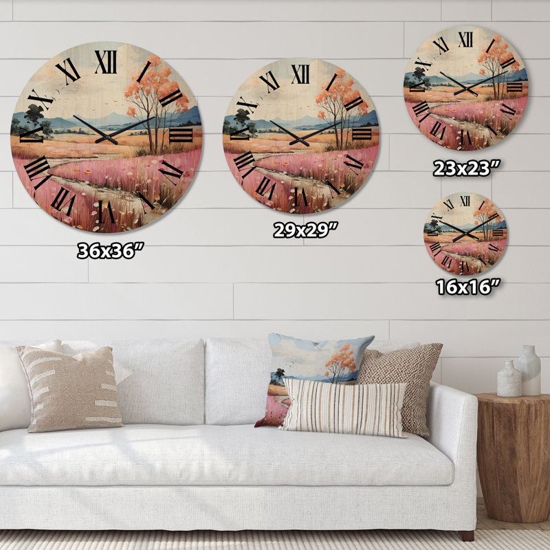 Horloge murale en bois campagne Pastel Hills Patchwork II, Moyenne