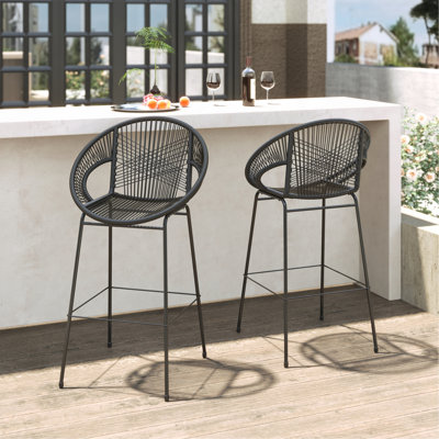 Outdoor Patio Faux Wicker Barstool, Set Of 2 by Corrigan Studio