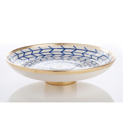 Contempo Collection, Decorative Geometric Ceramic Footed Plate