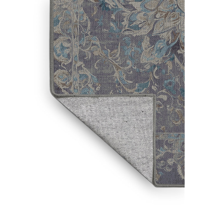 Machine Washable Gray Area Rug, Square 7'