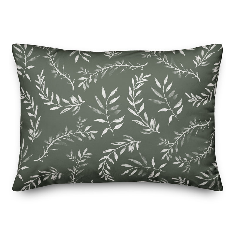 Floral Outdoor Reversible Throw Pillow, 18" H x 25" W, Sage