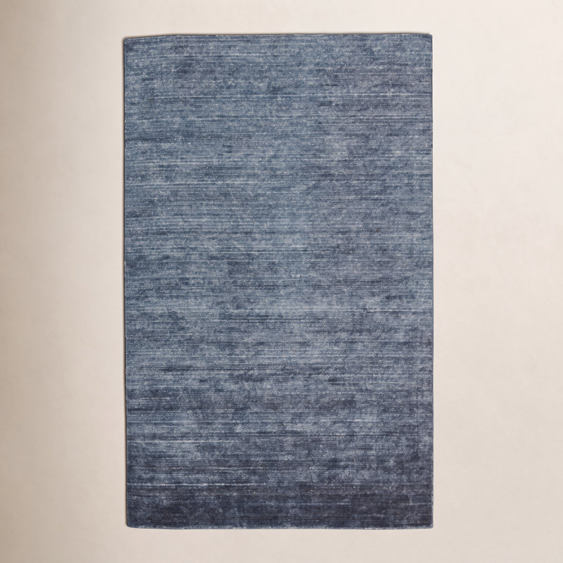Handwoven Dark Blue Area Rug, Rectangle 8' x 10'