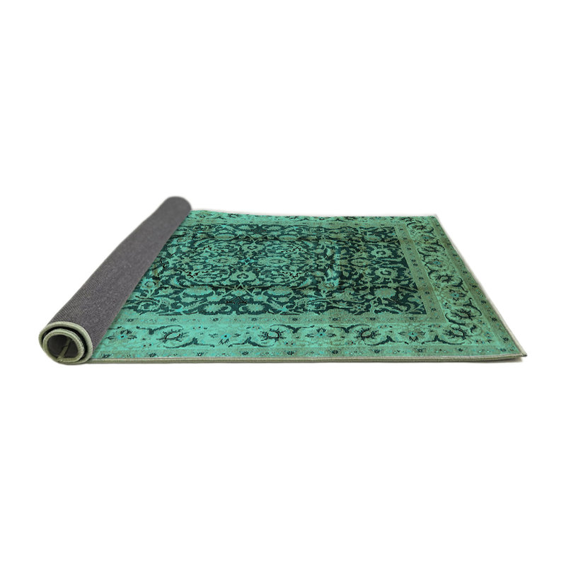 Tapis oriental en laine / polyester tissé à la machine en bleu, Rond 8 pi