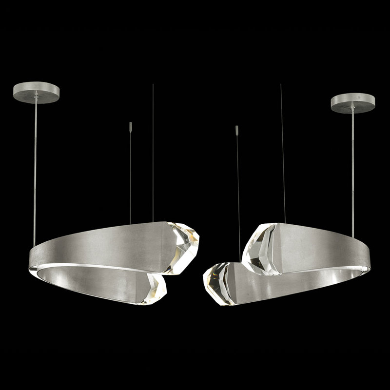 Luminaire suspendu rond 49 po Strata, Feuille d'argent