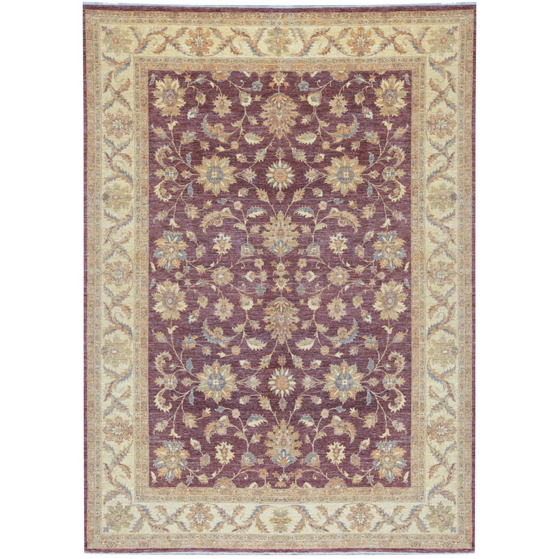 Tapis beige et rouge noué à la main de haute qualité