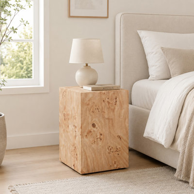 Wabi-Sabi Burl Wood Grain Square End Table