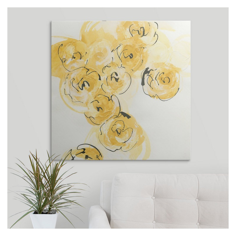 Yellow Roses Anew " Yellow Roses Anew I " by Chris Paschke, 35" H x 35" W x 1.5" D, Canvas
