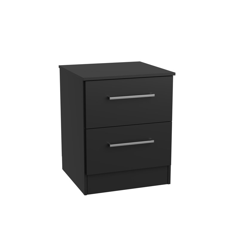 Keithrick Modern 2-Drawer Nightstand Set (2) - Bedside Tables - W15.7" Each, Black