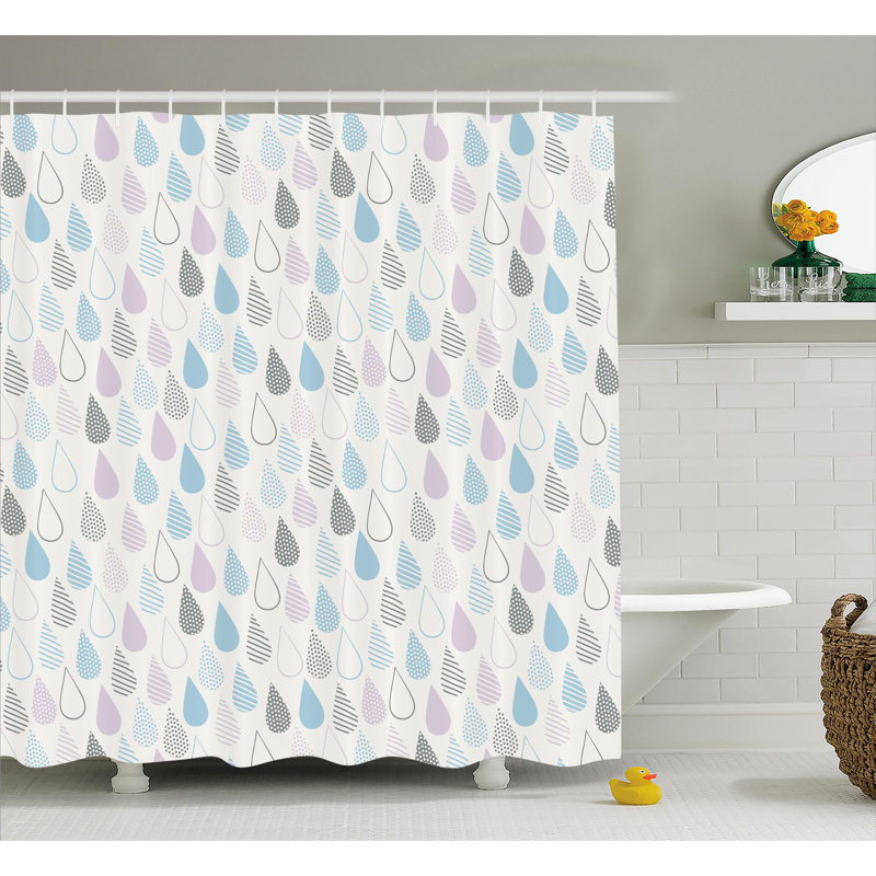 Rideau de douche simple raindrops décoration, H 69 po x l 70 po