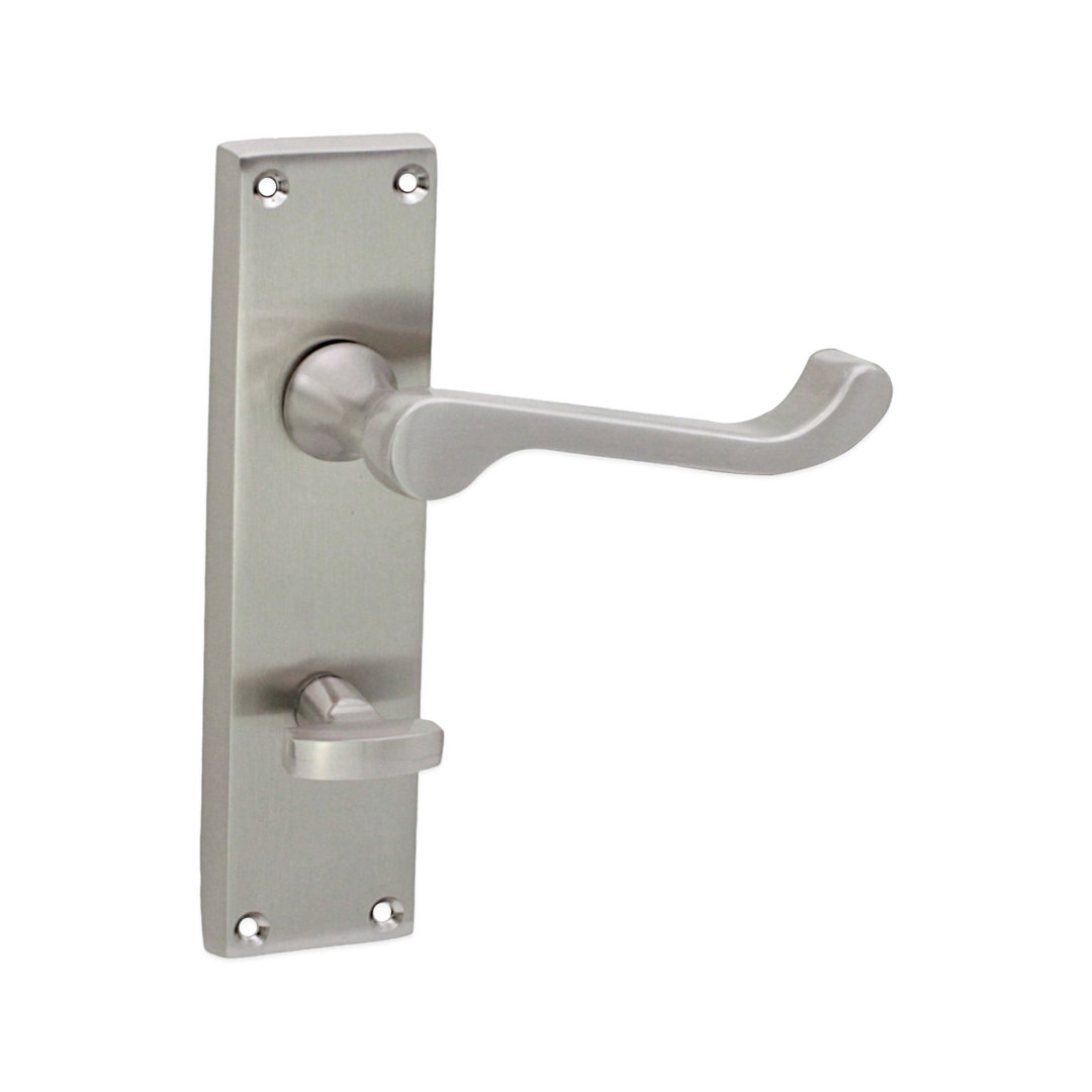 Victorian Scroll Privacy Lever Handle 150mm Satin Nickel