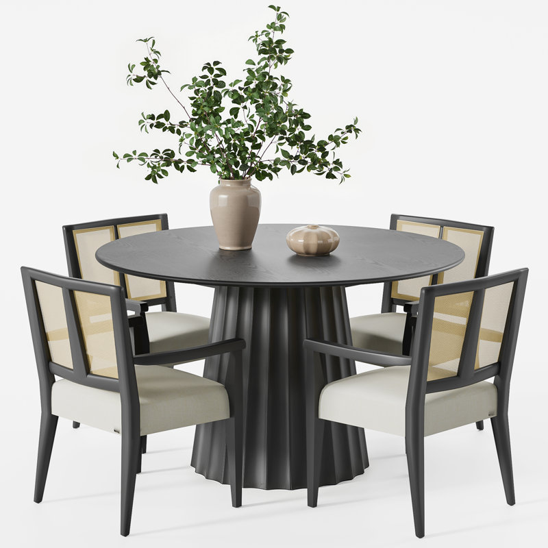 5 pièces - Ensemble de table de salle à manger, Noir