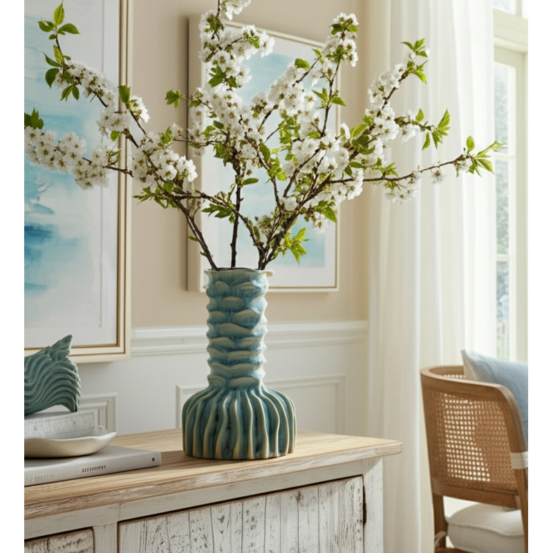 Vase en grès Sagebrook Home - Parfait pour un décor élégant, H 9 po x l 6 po x P 6 po