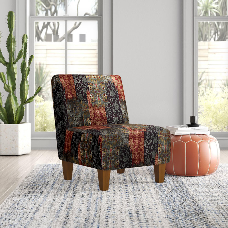 Fauteuil de chambre en polyester 28,25 po Zoe, Gris / bleu marine