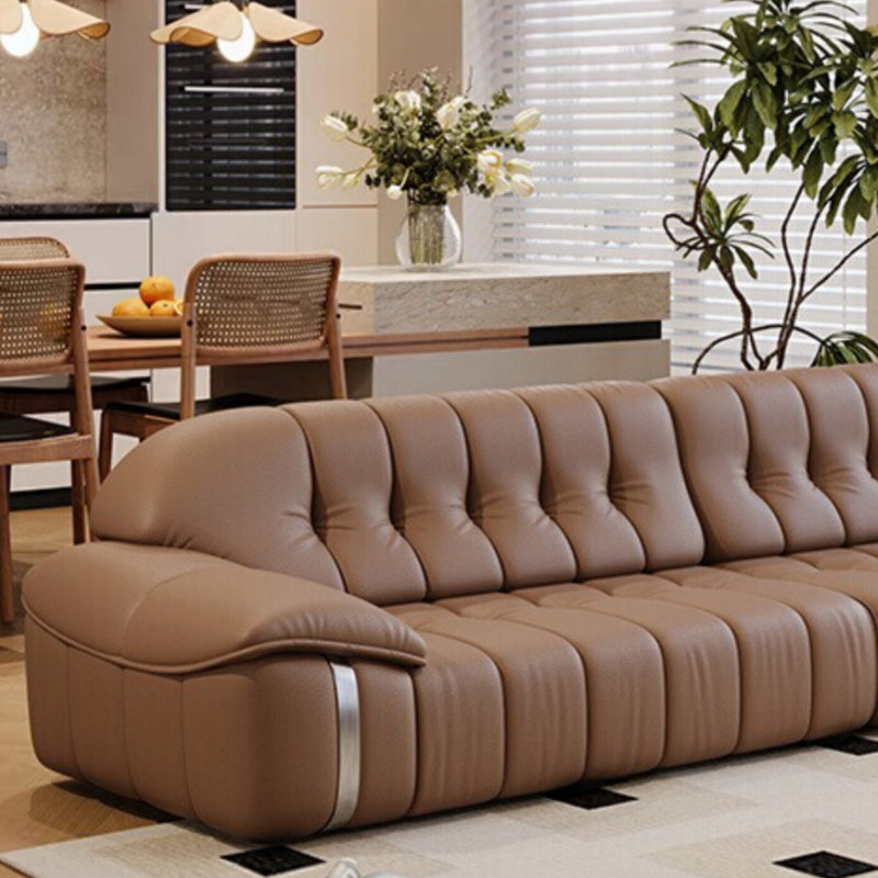 Minimalist Piano-Key Simple Sofa, Brown