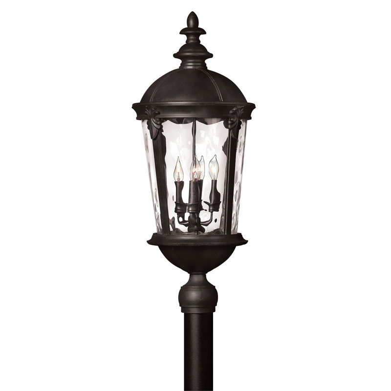 Windsor 30" Four-Light Candle Outdoor Post/Pier Mount Lantern, Black