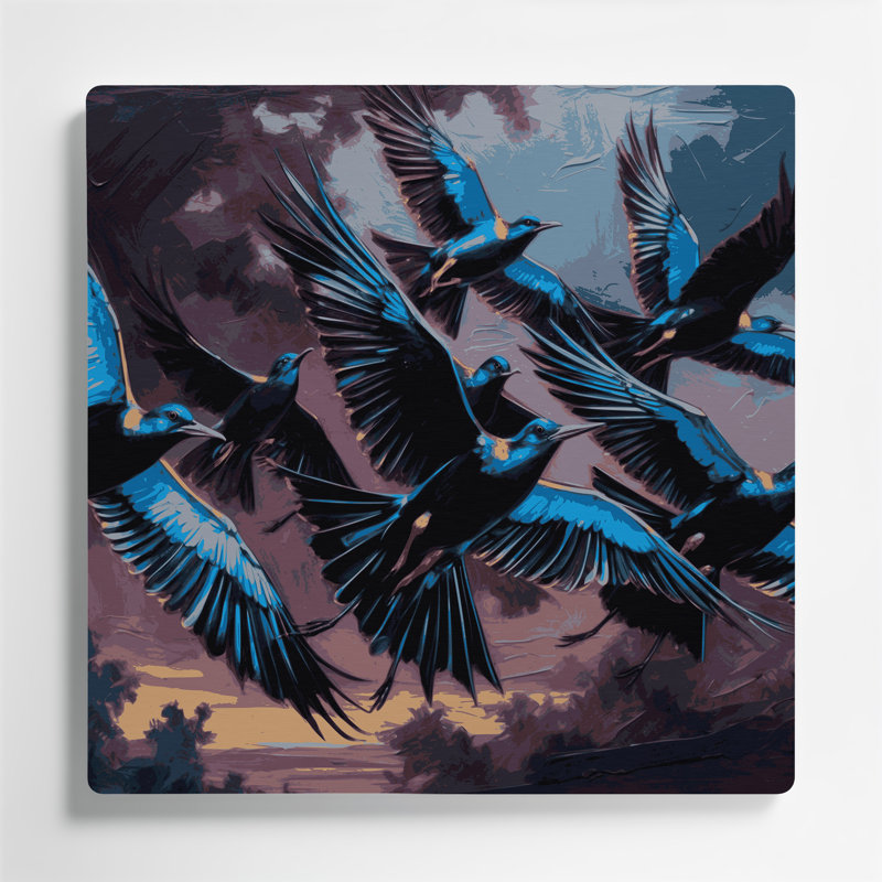 Art mural en métal oiseaux, H 96 po x l 96 po x P 0,05 po