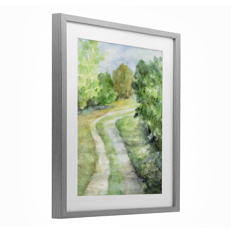 «Around The Bend», reproduction sous verre encadrée, design par Lanie Loreth, Cadre de ferme gris, H 16 po x l 13 po