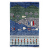 Blue color Fine hand knotted persian Gabbeh 2' X 3'