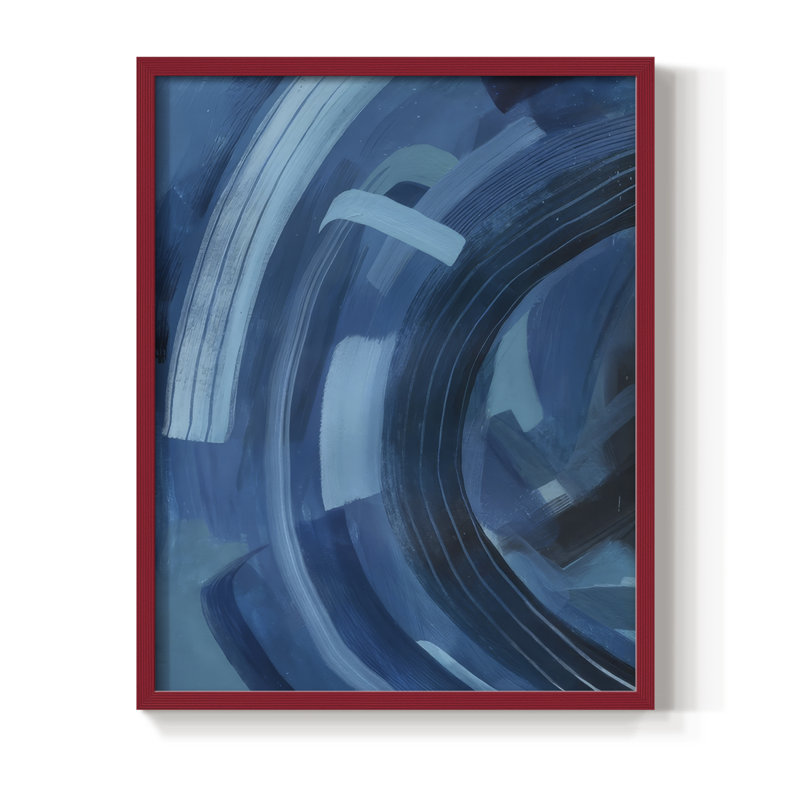 «Blue Sighs II», reproduction encadrée - bois massif, H 11 po x l 9 po, Cadre rouge