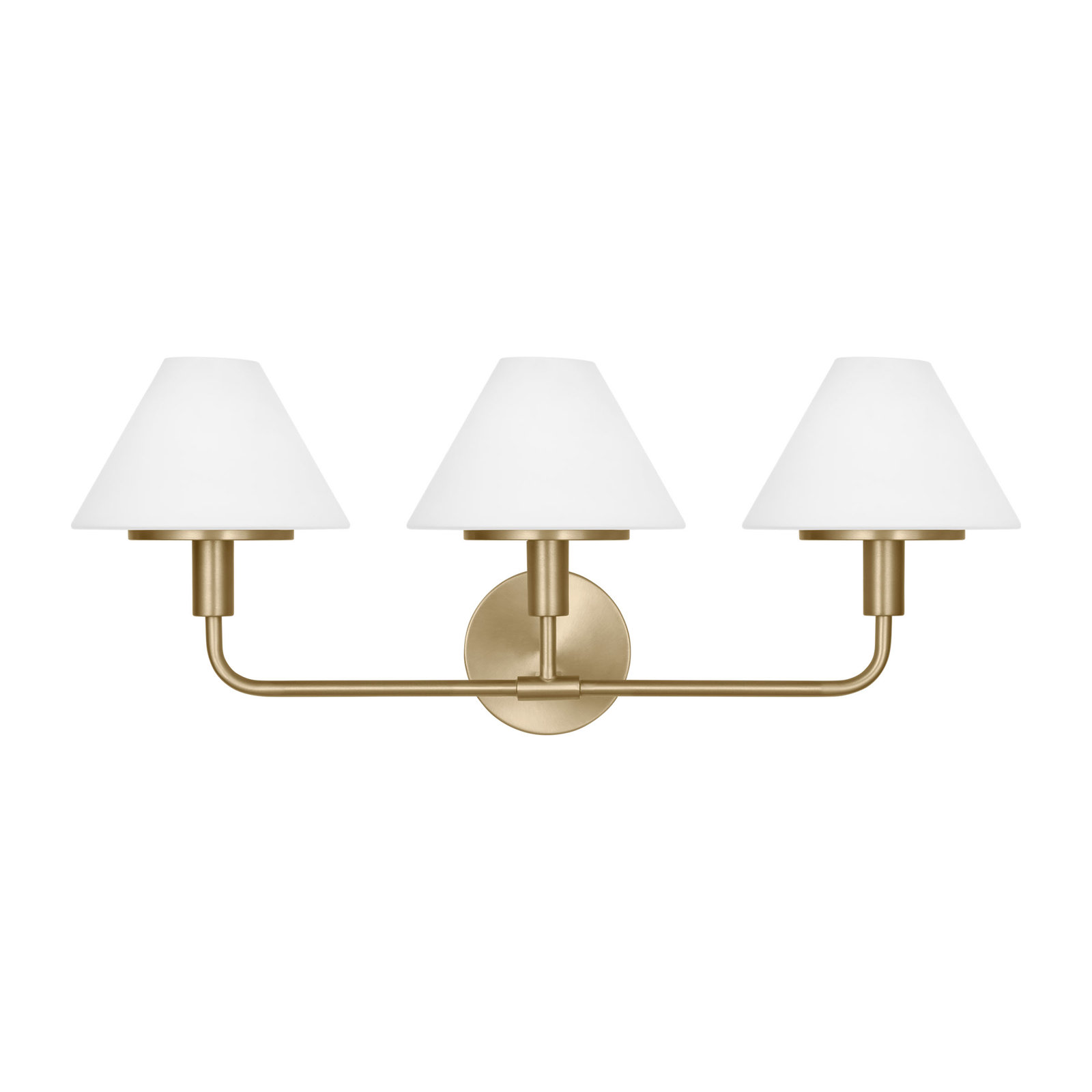 Kristin Medium Sconce, 11" H x 27" W x 8.875" D, Satin Brass, 3 Lights