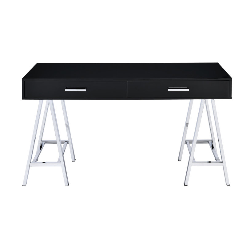 Bureau rectangulaire avec fiche et deux rangements organisés