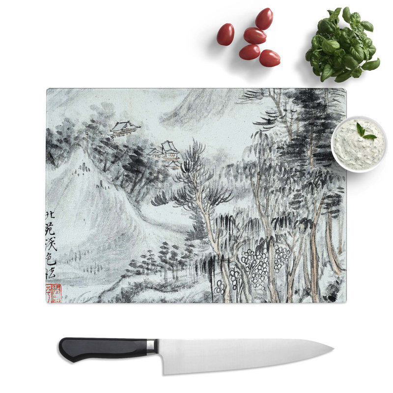 Tempered Glass Landscape Vol.7 by Yun Shouping Chopping Board, 28.5 cm x 20 cm