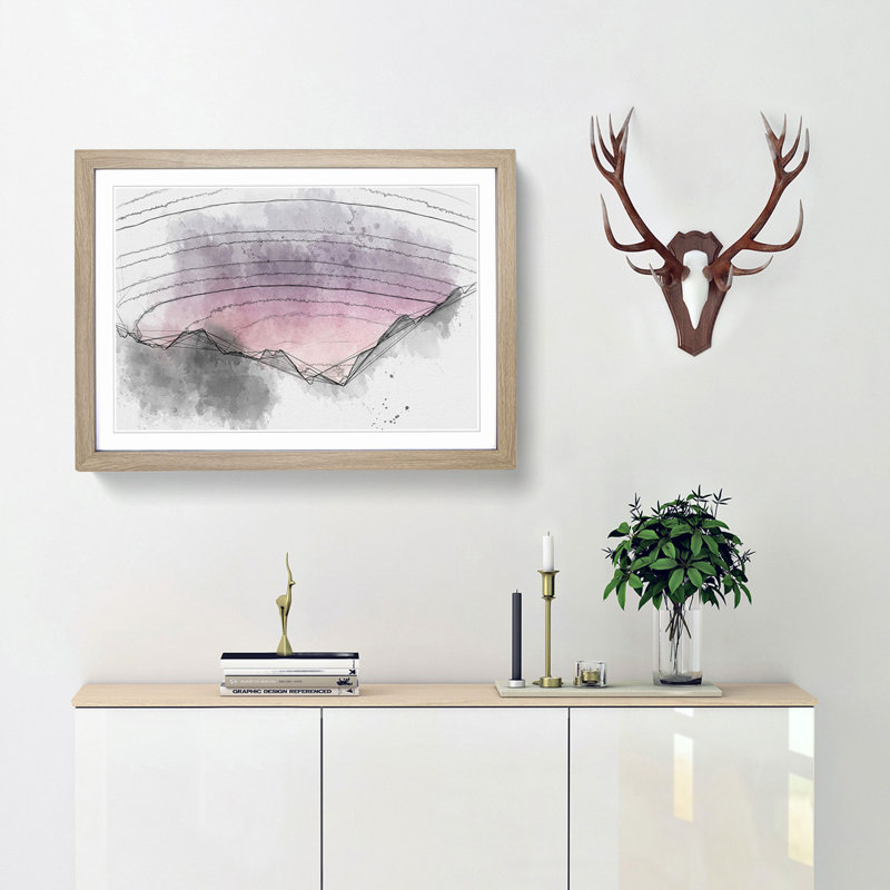 Pink Sky at Night - Framed Print, 35cm H x 50cm W x 2cm D, Oak