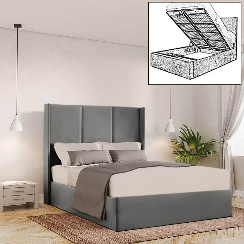 Bettzel Upholstered Ottoman Storage Bed, Asphalt, Double (4'6)