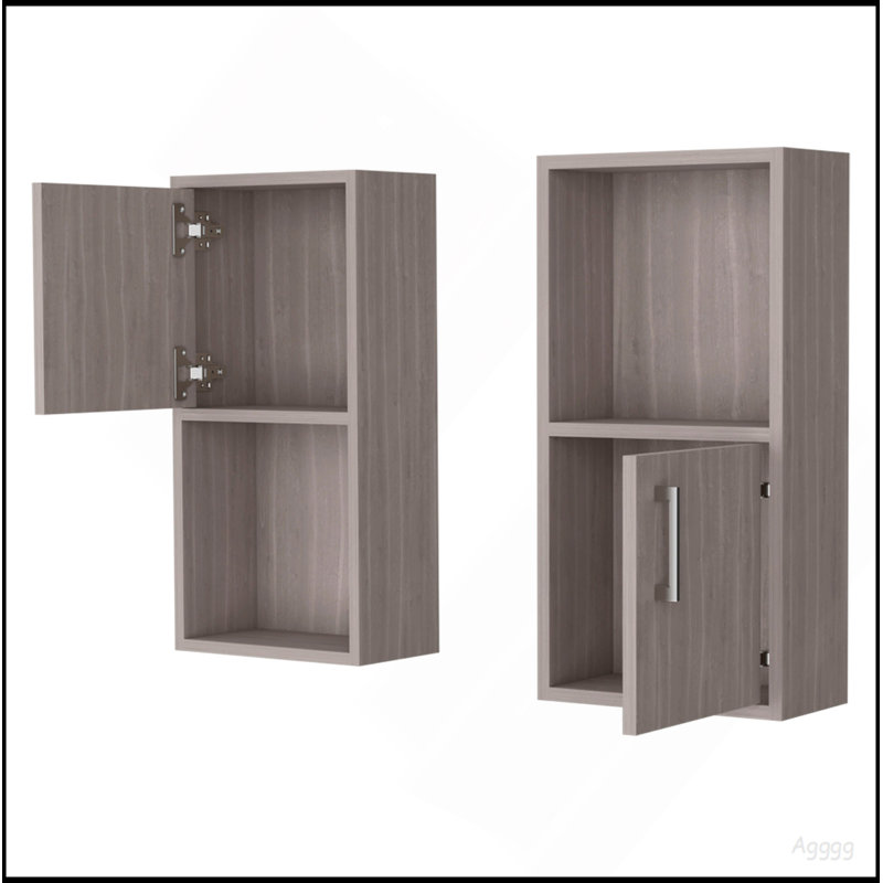 Armoire à pharmacie en chêne blanc avec 2 tablettes ouvertes, White Oak