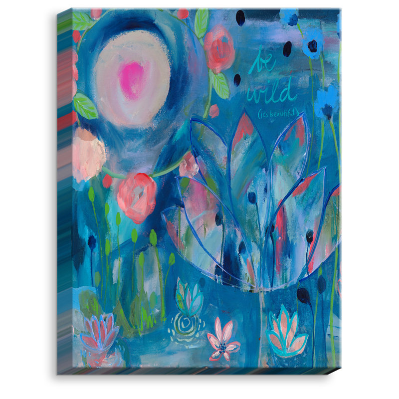 "be wild fleurs" par carrie schmitt, reproduction d’art sur toile tendue, H 20 po x l 16 po x P 1,5 po