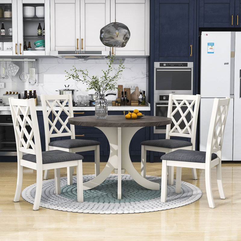 Round Dining Grey And White Kitchen Table Set Piece Round Dining