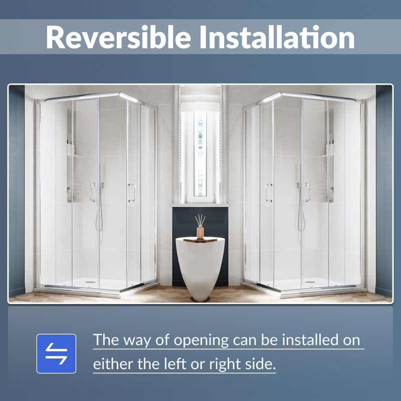 36'' x 72'' Framed Square Sliding Shower Enclosure with Shower Base, Chrome