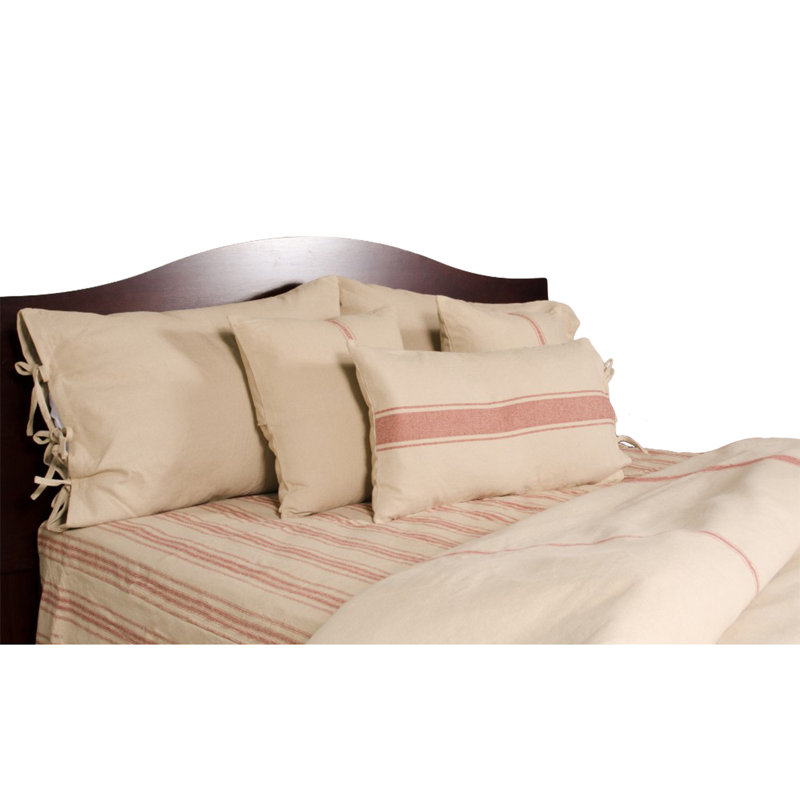 Housse de couette en coton rayé Cannella, Avoine / rouge grange