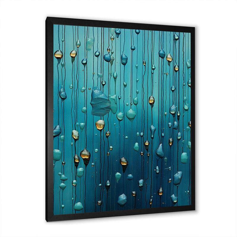 «Abstract Rainy Blue Collage III», reproduction d'art sur toile, Cadre simple noir, H 32 po x l 24 po x P 1 po