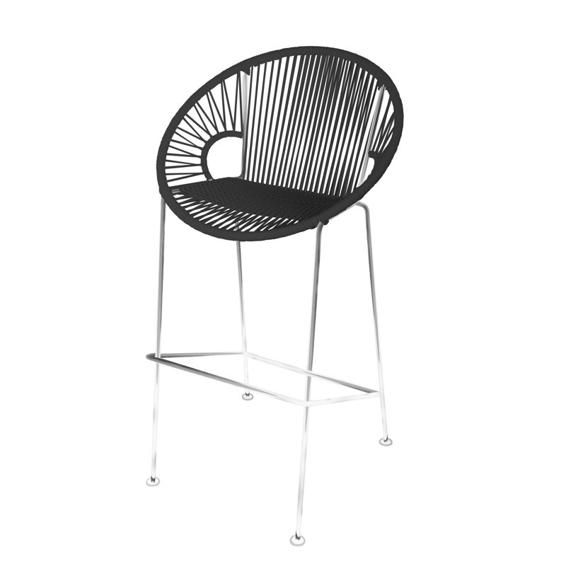 Tabouret 31 ", Noir, Chrome