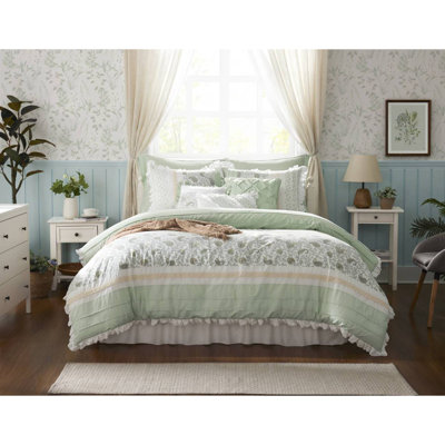 9 Piece Cotton Percale Comforter Set Queen