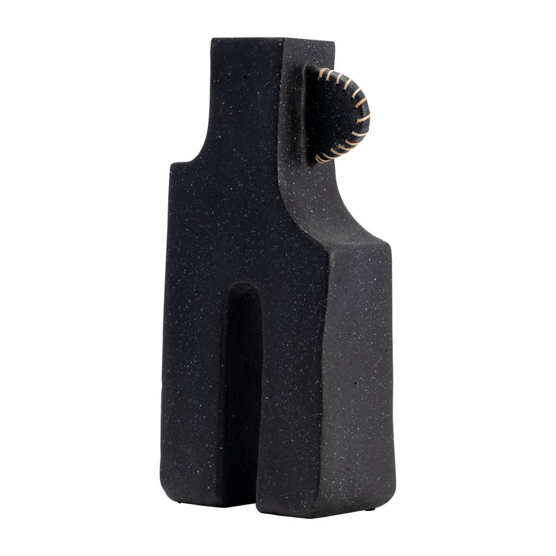 Sagebrook Home Wisner Textured Natural Abstract Modern Vase, Black, 21" H x 10" W x 6" D