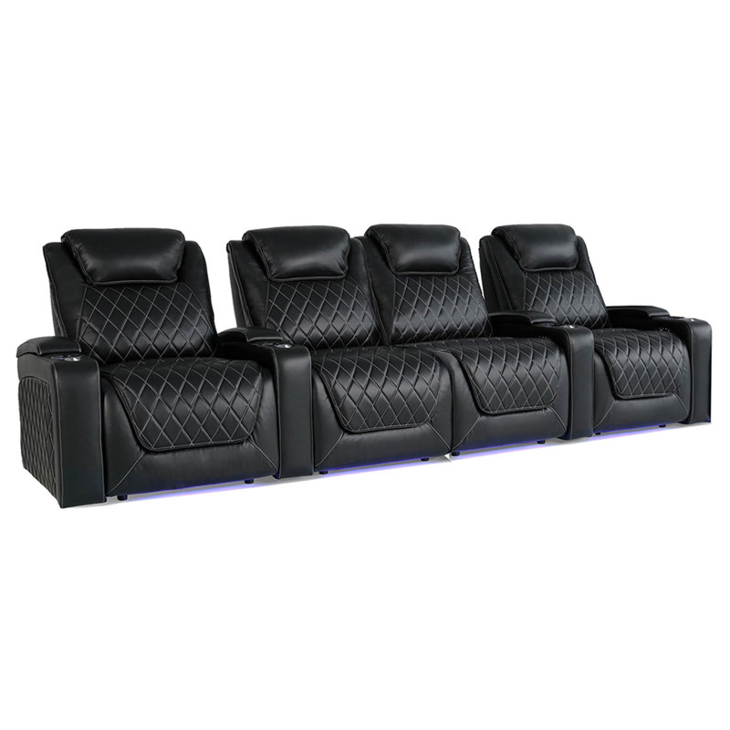 Cinéma maison inclinable électrique en cuir véritable avec porte-gobelet de 130 po de large Oslo