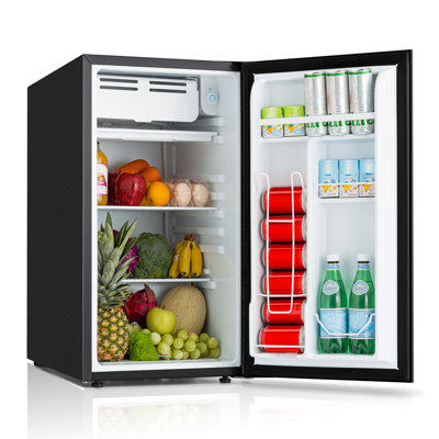 BacklD 3.2 Cu.Ft Compact Mini Fridge with Freezer, 7-Speed Temp Control, Reversible Door, Removable Glass Shelves, Low Noise, Energy-Saving