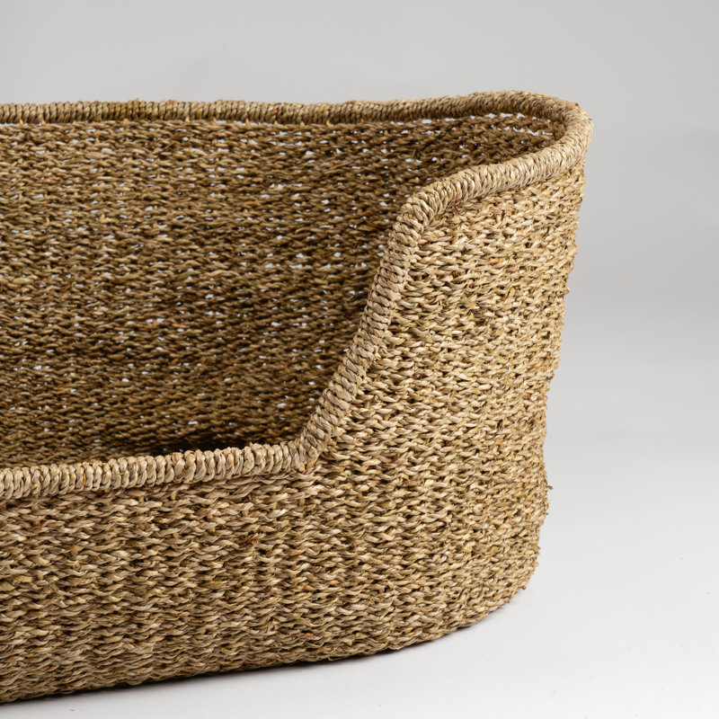 Natural Seagrass Pet Bed with mat, Large (41 - 70 lbs), 29cm H x 78cm W x 48cm D
