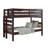 Treva Solid Wood Standard Twin over Twin Bunk Beds, 3 Step Ladder, Dark Cherry-1876136499