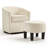 24.4" W Contemporary Upholstered Soft Swivel Barrel Chair And Ottoman-2114823532