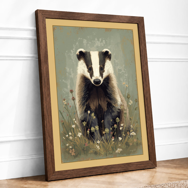 Dignified Badger Boho - Framed Print, Walnut, A4 - 29.7 x 21.0 cm