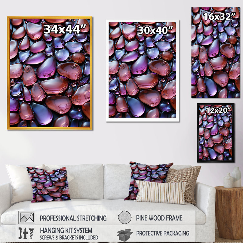 Zen, améthyste mauve 2 - art mural pierre spirituelle, Cadre simple noir, H 20 po x l 12 po x P 1 po
