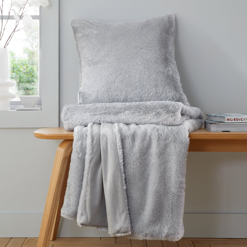 Cosy Glamour Fur Cushion Cover, Silver