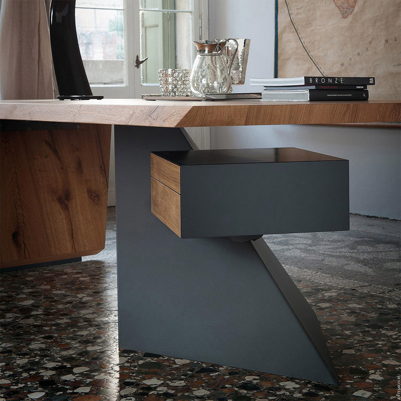 Noir + brun Bureau rectangulaire en bois massif + fer, H 29,53 po x l 70,87 po x P 31,5 po
